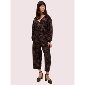Kate Spade Cropped Jumpsuit Disco Dots Tie Zip S 6